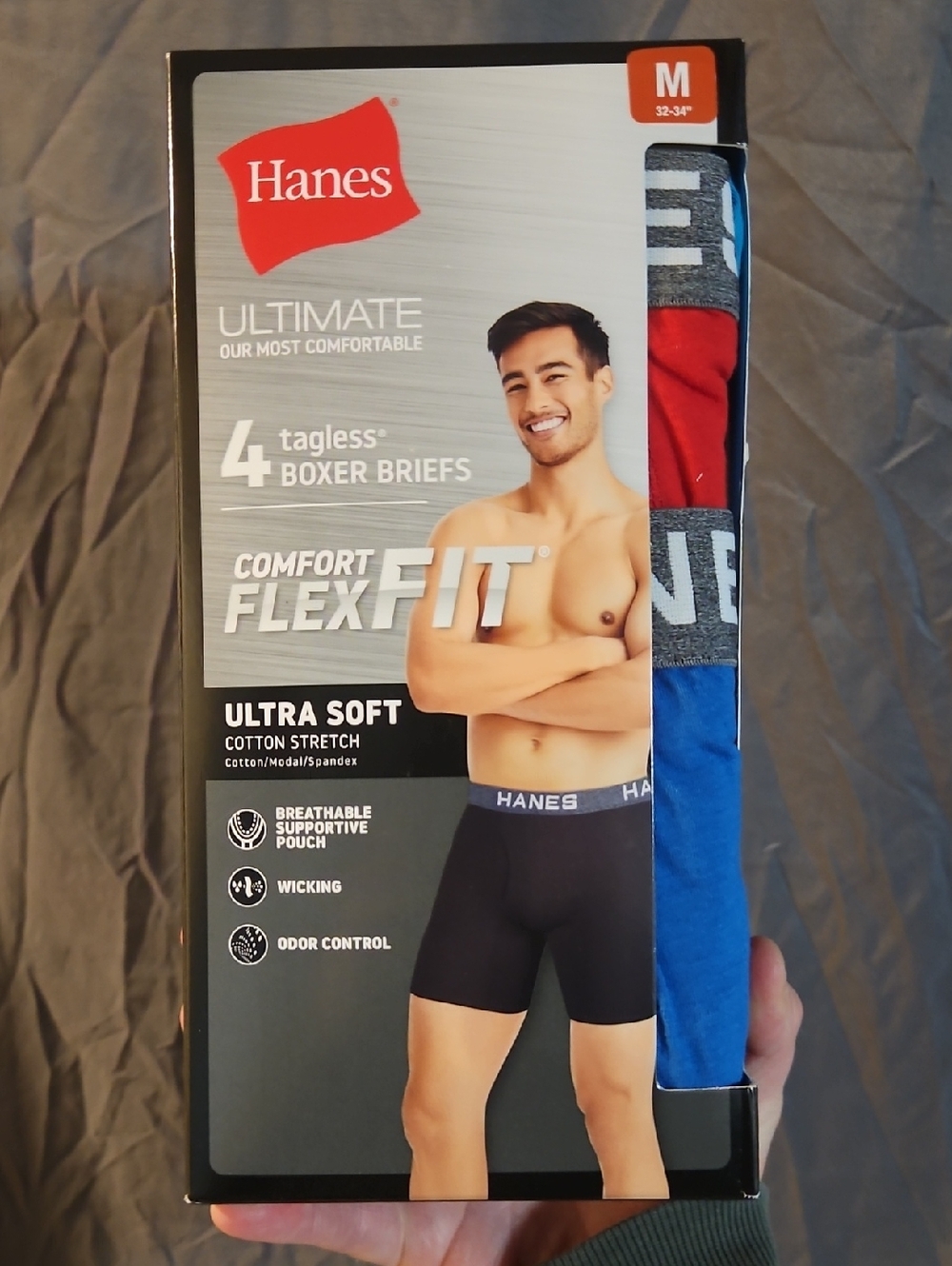 Hanes Men's Comfort Flex Fit Ultra Lightweight Mesh Boxer Briefs 4PK: NEW: SZ M